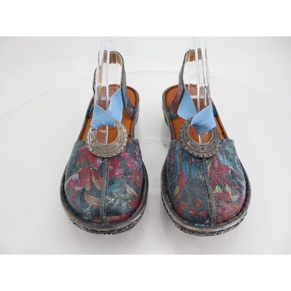 Spring Step Women's Swirlet Blum Sandal Size 37 6 Blue Red Leather Slip On Flat - Picture 3 of 10